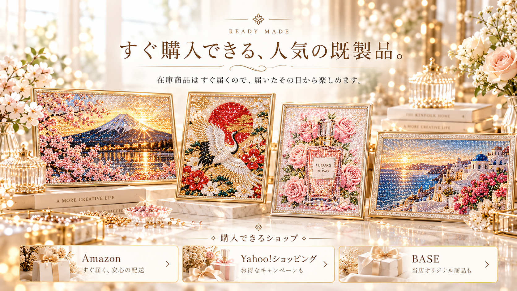 ダイヤモンドアート在庫商品は即発送 Amazon BASE Yahoo!ショッピング 新商品 ベストセラー