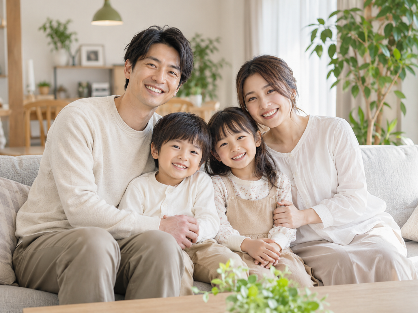 家族4人の写真をダイヤモンドアートにする場合のサイズ選びの例