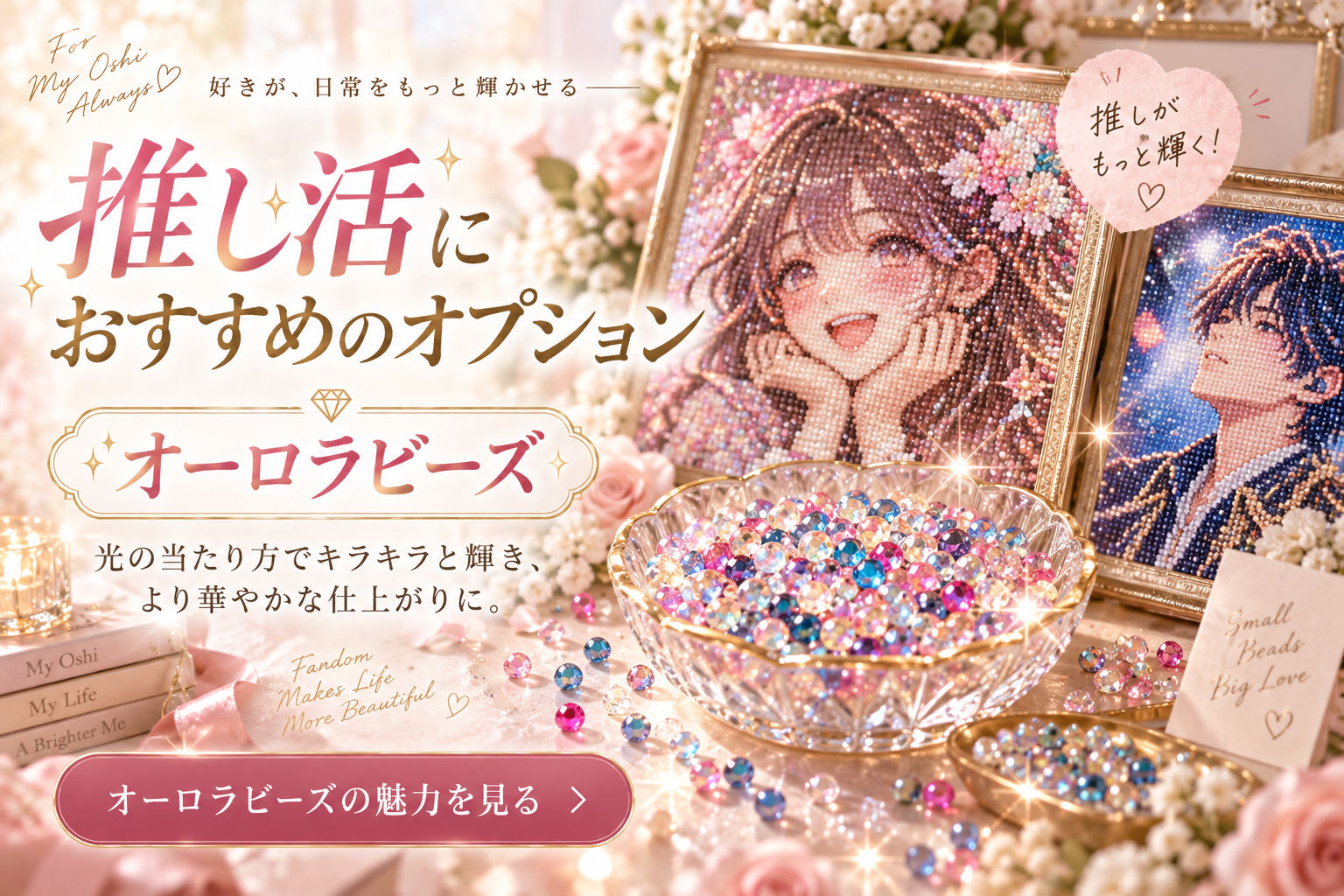 推し活のオーダーメイドダイヤモンドアートにおすすめのオーロラビーズ